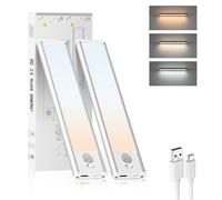 Moman Réglette LED 20CM/2Pcs - Lumière Détecteur de Mouvement Intérieur Sans Fil - 2 Modes, 3 Couleurs - Éclairage LED Cuisine Sous Meuble Variable