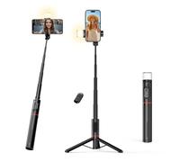 Moman Selfie Stick Trépied avec Lumière de Remplissage, Q12S Trépied Portable Support de Téléphone 77CM Support en Aluminium pour Téléphones, Tige à Selfie pour Smartphones