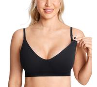 MOMANDA Femme Soutien Gorge Allaitement sans Couture sans Armature Grande Taille Maternité Côtelée Brassiere Noir M