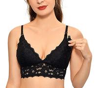 MOMANDA Soutien-Gorge d'allaitement pour Femme Dentelle Rembourré Soutien-Gorge de Grossesse sans Armatures Noir 100D