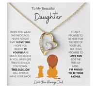 Momavo Bijoux pour ma belle fille, carte de lion, cadeau de papa à fille, collier pour ma fille de papa, amour éternel, meilleur cadeau pour fille, Acier inoxydable, Zircone cubique