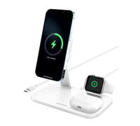 MOMAX Station de charge magnétique sans fil, 25 W, support de chargeur sans fil 3 en 1, compatible avec MagSafe, iPhone 16/15/14/13/12, AirPods Pro, Apple Watch 1-6 Series (sans adaptateur secteur)