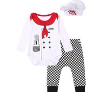 MOMBEBE COSLAND Deguisement Halloween Bebe Ensemble Bebe Garçon Carnaval Vêtements de Chef, 6-12 Mois