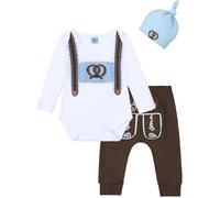 MOMBEBE COSLAND Ensemble de Vêtements pour Bébé Oktoberfest 3 Pièces, Haut + Pantalon + Chapeau, Marron, Nouveau-né