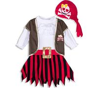MOMBEBE COSLAND Ensembles Pirate Bébé Filles Halloween Tenue 5 Pièces 6-12 Mois Rouge