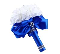 MOMBIY Bouquet de mariée tenant des fleurs, bouquet de mariage, bouquet de roses de demoiselle d'honneur en mousse - Bouquet de mariage artificiel (bleu), Taille unique