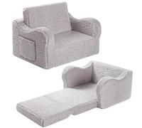 MOMCAYWEX Chaises pour enfants pour tout-petit, canapé 2 en 1 en sherpa doux, canapé convertible en chaise longue pour filles et garçons, gris