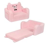 MOMCAYWEX Chaises pour enfants pour tout-petits, canapé 2 en 1 Sherpa doux pliable, canapé convertible en chaise longue pour filles et garçons, ours en peluche, rose