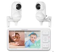 Momcozy Babyphone avec 2 caméras de 5,5"" 1080P Full HD, Moniteur bébé sans WLAN 5800 mAh, Sans Carte SD