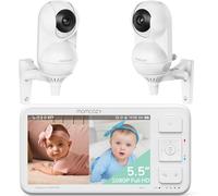 momcozy Babyphoneavec 2 caméras Écran 5.5 Pouces Full HD 1080P Moniteur bébé sans WLAN Vision Nocturne Claire, ECO, VOX, Audio bidirectionnel portée de 500 m, Prendre des Photos et des vidéos