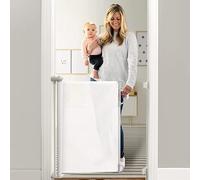 Momcozy Barrière de Sécurité Rétractable pour Bébés (0 à 140 cm), Améliorer Barrière de Securité Escalier, Barrière Sécurité Enfant Relocalisable pour les Escaliers/Portes/Couloirs, Blanc