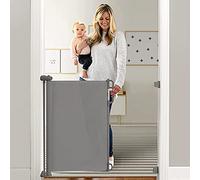 Momcozy Barrière de Sécurité Rétractable pour Bébés (0 à 140 cm), Améliorer Barrière de Securité Escalier, Barrière Sécurité Enfant Relocalisable pour Les Escaliers/Portes/Couloirs, Gris