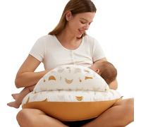 momcozy Coussin d’Allaitement Grande Taille avec Bord de sécurité - Coussin Ergonomique pour Allaitement et positionnement avec Sangle réglable et Housse en Coton Amovible, Pluie de météores