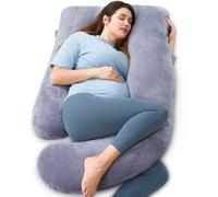 Momcozy Coussin de grossesse double face en forme de U en velours cristal (gris)