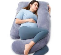 momcozy Coussin de Grossesse, en Velours Cristal, en Forme de U, pour Dormir sur Le côté, 145 cm, soulage Le Dos et Les Hanches