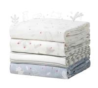 momcozy Couvertures d'emmaillotage en Mousseline, Lot de 4, Ultra Douces, Ton Neutre, Gaze Respirante à Deux Couches, Grande Taille, 119,4 x 119,4 cm, pour Nouveau-nés garçons et Filles, Motif Lapin