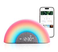 Momcozy DreamSync Tech™ Machine à Sons Bébé 34 Bruitages Apaisants, Veilleuse Connectée par App, Programmeur de Sommeil avec Alarme Levé de Soleil et Haut-parleur Sans Fil