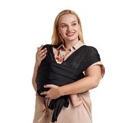 Momcozy Écharpe de portage bébé ajustable à boucle, en maille aérée respirante, porte-bébé facile à enfiler, pour nouveau-né à tout-petit 3,5-16 kg, tour de taille 76-120 cm, noir classique