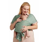 Momcozy Écharpe de Portage Bébé Ajustable à Boucles en Maille Aérée, Porte Bébé Facile à Mettre, Porte Bébé pour Nouveau-né à Tout-Petit 3,6-16kg, Convient Tour de Taille 76-119cm, Gris Vert