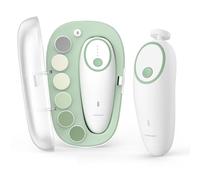 Momcozy Lime à ongles électrique pour bébé - Coupe-ongles électrique doux pour bébé avec veilleuse - 7 tampons de rechange pour tête de meulage - Vert