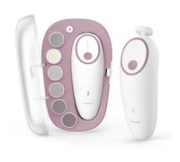 Momcozy Lime à ongles électrique rechargeable pour bébé, coupe-ongles doux électrique avec veilleuse, 7 tampons de rechange pour tête de meulage, rose