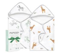 momcozy Lot de 2 Serviettes de Bain bébé à Capuche | Serviette avec Capuche en éponge de Coton | Grande Taille 90x90 cm | pour garçons/Filles de la Naissance à la Petite enfance, Jungle Buddies