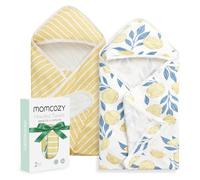 momcozy Lot de 2 Serviettes de Bain bébé à Capuche|Serviette avec Capuche en éponge de Coton|Grande Taille 90x90 cm|pour garçons/Filles de la Naissance à la Petite enfance, Feuilles de citronnier