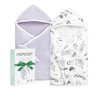 momcozy Lot de 2 Serviettes de Bain bébé à Capuche | Serviettes en éponge de Coton avec Capuche | Grande Taille 90x90 cm | pour garçons/Filles de 0 à 3 Ans, Feuilles de citronnier