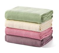 momcozy Lot de 4 Langes Bebe 120x120 cm, Couverture Emmaillotage Bebe en Coton et Bambou, Doux et Doux pour la Peau, Essentiels pour Les Nouveau-nés