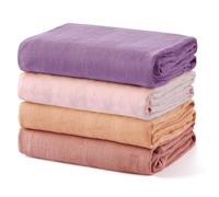 momcozy Lot de 4 Langes Bebe 120x120 cm, Couverture Emmaillotage Bebe en Coton et Bambou, Doux et Doux pour la Peau, Essentiels pour Les Nouveau-nés