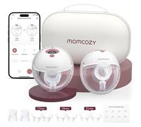 Momcozy M5 Smart Tire-lait Électrique Main Libre, Contrôlé par Application,Pompe Électrique Sans Fil,Téterelle 24 mm,Rouge, 2 Pièces