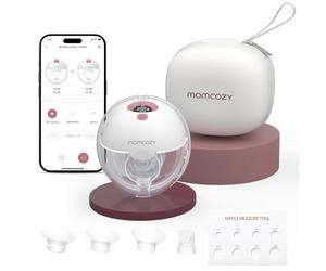 Momcozy M5 Smart Tire-lait Électrique Main Libre, Tire-lait Portable Contrôlé par Application, Pompe Électrique Sans Fil, 3 Modes 9 Niveaux d’Aspiration, Téterelle 24 mm(Rouge, 1 Pièces)