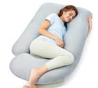 Momcozy Oreiller de grossesse en forme de U, double face, toucher frais (gris)