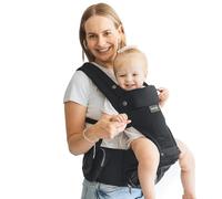 Momcozy Porte-bébé avec coussin de hanche, 2 en 1, réglable et amovible, jusqu'à 20 kg, aide de portage respirant avec soutien lombaire pour parents, nouveau-nés et tout-petits, noir
