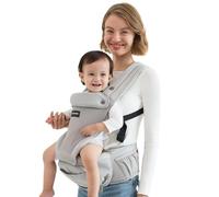Momcozy Porte-bébé avec coussin de hanche, 2 en 1, réglable et amovible, jusqu'à 20 kg, aide de portage respirant avec soutien lombaire pour parents, nouveau-nés et tout-petits, gris