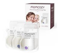Momcozy Sachets de Congélation Lait Maternel à Versement Facile, 250 ml, Indicateur de Température, 120 Unités, Auto-Stable, Allaitement Sans Fuite, Pré-stérilisé pour Congélateur, Recyclable Sans BPA