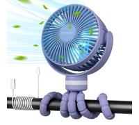 momcozy Ventilateur de Poussette Portable, Rotation Détachable à 4 Vitesses à 360 °, Veilleuse,Ventilateur de Rechargeable par USB,Voyage, Siège, Chambre (Violet)