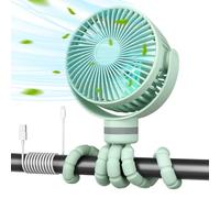 momcozy Ventilateur de Poussette Portable, Rotation Détachable à 4 Vitesses à 360 °, Veilleuse,Ventilateur de Rechargeable par USB,Voyage, Siège, Chambre (Vert)