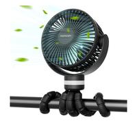Momcozy Ventilateur portable pour poussette - Batterie 8000mAh, autonomie 27 heures, 4 vitesses, rotation 360°, lumière LED - Noir
