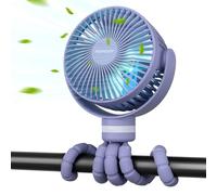 momcozy Ventilateur Poussette Violet, 8000mAh, 27H, 4 Vitesses, 360° | Veilleuse, Détachable, Rechargeable USB, Voyage, Siège, Chambre, Nouveau-né, Silencieux, Puissant, Portable, Camping