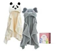 Momcozy Visualize Health Label Lot de 2 serviettes de bain à capuche en polaire corail de grande taille ultra absorbantes pour le confort du bébé - Cadeau idéal pour les nouveau-nés, les tout-petits