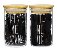 MOMEEMO Les bocaux d'apothicaire avec couvercles pour rangement de salle de bain, l'organisateur d'élastiques à cheveux et le support à épingles à cheveux sont parfaits pour les accessoires de salle