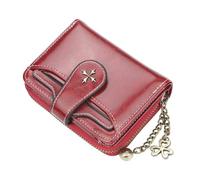 MOMEITU Portefeuille rétro Y2K pour Femme - Sac pour Cartes de crédit - Fermeture éclair - Double pli - Mini Portefeuille esthétique en Cuir - Portefeuille Y2K, Rouge