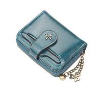 MOMEITU Portefeuille rétro Y2K pour femme - Sac pour cartes de crédit - Fermeture éclair - Double pli - Mini portefeuille esthétique en cuir - Portefeuille Y2K, bleu, Rétro