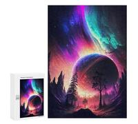 Moment Puzzle - Aurora Sunset Mountain, 300 PCS, Jeu D’Assemblage en Bois, Décoration du Nouvel an, pour Jouer Seul Ou À Plusieurs