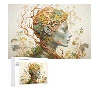 Moment Puzzle - Nature's Harmony A Woman's Connection with Plants, 1000 PCS, Jeu D’Assemblage en Bois, Activité Décorative - pour des Soirées Calmes Et Concentrées