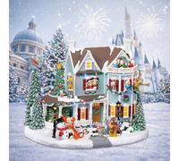 MOMENTS IN TIME Personnages Disney de 30,5 cm de hauteur dans une maison de fête de vacances avec arbre de Noël animé avec musique (contrôle du volume) et lumières LED avec adaptateur.