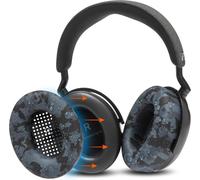 Momentum 4 - Patented Earpads for Sennheiser Momentum 4 Wireless Supra-Ear Headphones by Wicked Cushions Sweat Resistant & Easily Washable Black Camo