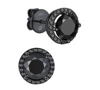 MomentWish Boucles D'oreilles Homme Noir, 2 Carat/6,5 mm Moissanit Diamant Boucle D oreille Tout Noir Argent Sterling 925 Hypoallergénique Cadeaux Pour Homme-Halo