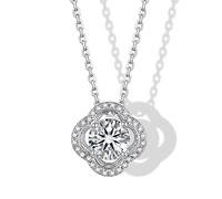 MomentWish Collier Femme Trèfle, 1 Carat Mosanite Lucky charm Chaîne Femme 925 Argent Pendentif Bijoux pour Petite Amie